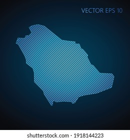 Abstrakte saudi-arabische Karte Vorlage aus blauen diagonalen Linien auf dunklem Hintergrund. Vektorgrafik EPS10.