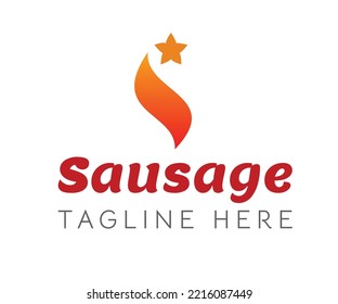 Abstract sausage logo. Modern, elegant style. Fresh sausage logo for pork and beef sausages, fresh meat and organic food, gastronomy business. Usable for restaurant, shop, fast food delivery service.