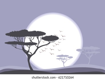 Abstract savanna night landscape
vector nature illustration