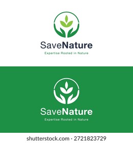 Abstract save nature logo design with leaf and nature concept.