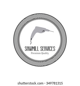 abstract sawmill label on a white background