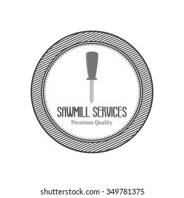 abstract sawmill label on a white background