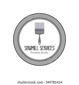 abstract sawmill label on a white background