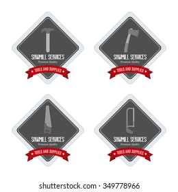 abstract sawmill labels on a white background