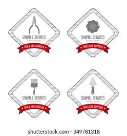 abstract sawmill labels on a white background