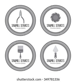 abstract sawmill labels on a white background