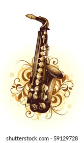 Abstract with saxophone and design elements