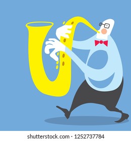 Abstract Saxophone Player, Jazz/Blues Music (Vector Art)