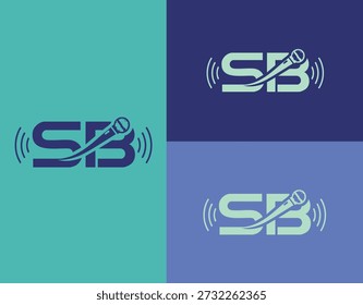 Abstract SB letter logo with electronic signal waves for cybersecurity firm, data analytics, digital software development company, and tech innovation branding.