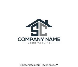 Abstract SC Letter Creative Home Shape Logo Design. Unique Real Estate, Property, Construction Business identity Vector Icon. 