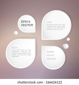 Abstract scalable minimal vector composition with drop shapes for info graphics, text box, web page banners, layouts - white with multicolor background