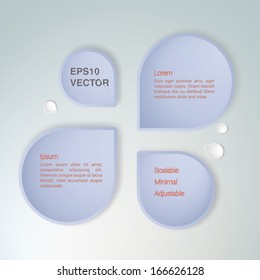 Abstract scalable minimal vector composition with drop shapes for info graphics, text box, web page banners, layouts - light blue edition