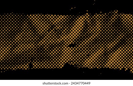 Abstract Scalable Vector Banner Yellow Dotted Halftone Retro Paper Spilled Ink Print Rough Distressed Newspaper Texture