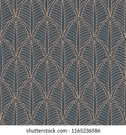Abstract scale, leaf geometric hand drawn vector seamless pattern