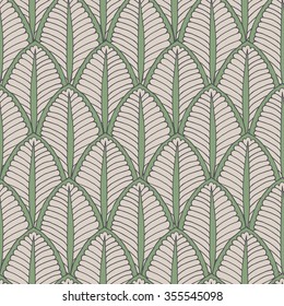 Abstract scale, leaf geometric hand drawn vector seamless pattern
