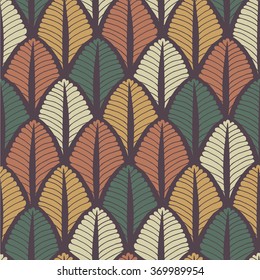 Abstract scale, leaf geometric hand drawn vector seamless pattern