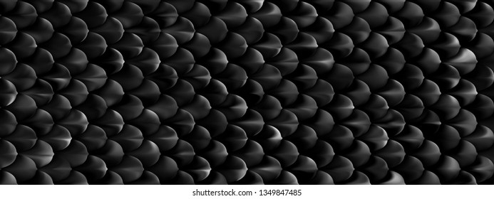 Abstract scale pattern. Black squama texture. Black seamless pattern with reptilian scales.