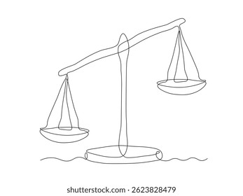 Abstract scales, balance,disbalance. continuous single line art hand drawing sketch logo