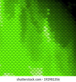 Abstract scales pattern in shades of green. Textured background