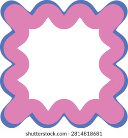 Abstract Scalloped Square Frame Vector Illustration Decorative Rounded Border Colorful Shape Printable Design Element