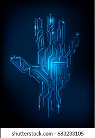 Abstract scan hand technology communicate background, vector illustration 