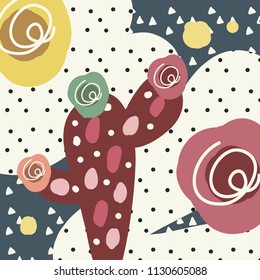 Abstract scandinavian background with cactus