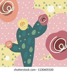 Abstract scandinavian background with cactus