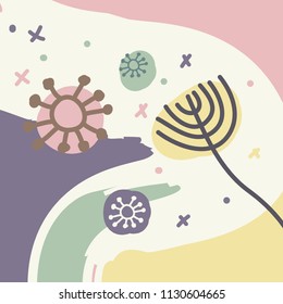 Abstract scandinavian background with hand drawing florals