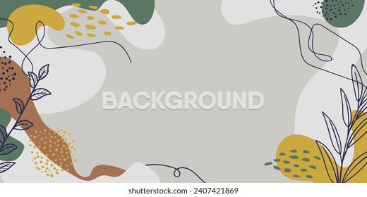 Abstract and Scandinavian floral background. Vector stylish background of plants, Scandinavian abstract elements.