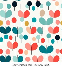  Abstract Scandinavian Floral Design Seamless Pattern