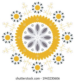 Abstract scandinavian floral mandala print. Vector flower illustration. Print for fabric design