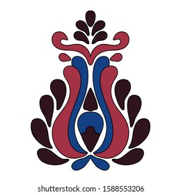 abstract scandinavian flowers. traditional folk ornaments. Vector illustration. art style botanical. Botanical print isolated. Vintage textile collection.embroidery. Norwegian. design fabric, prints