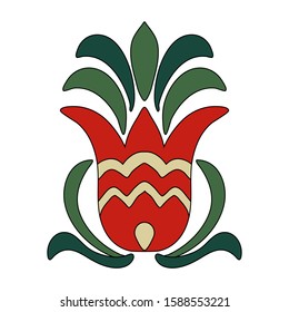 abstract scandinavian flowers. traditional folk ornaments. Vector illustration. art style botanical. Botanical print isolated. Vintage textile collection.embroidery. Norwegian. design fabric, prints