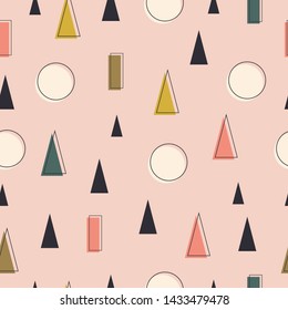 Abstract scandinavian geometric seamless pattern with triangles. Modern stylish abstract background for posters, covers, postcard design. Scandi swedish style. Vector EPS clip art.