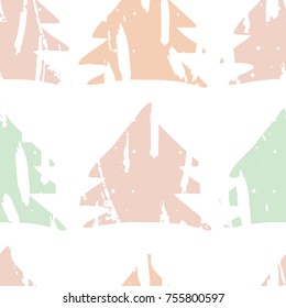 Abstract Scandinavian Seamless Pattern with hand drawn Christmas tree shapes made in vector. Cute nordic design for textile, wallpaper, wrapping paper, etc.
