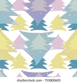 Abstract Scandinavian Seamless Pattern with hand drawn Christmas tree shapes made in vector. Cute nordic design for textile, wallpaper, wrapping paper, etc.