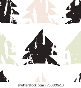 Abstract Scandinavian Seamless Pattern with hand drawn Christmas tree shapes made in vector. Cute nordic design for textile, wallpaper, wrapping paper, etc.