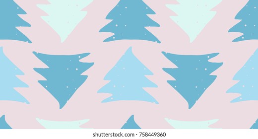 Abstract Scandinavian Seamless Pattern with hand drawn Christmas tree shapes made in vector. Cute nordic design for textile, wallpaper, wrapping paper, etc.