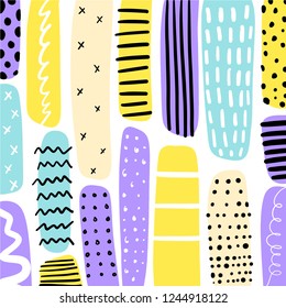 Abstract scandinavian style pattern, background with lines and shapes. Vector illustration.