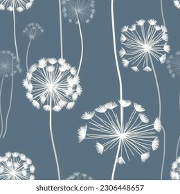 Abstract Scandinavian white dandelion pattern grey background 