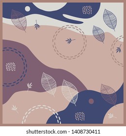 Abstract scarf design with leaf pattern. Hijab fashion