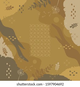 Abstract scarf design pattern with leaf motif. Hijab fashion