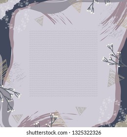 Abstract scarf with floral and triangle geometry pattern. Hijab fashion