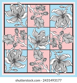 Abstract scarf flower pattern design for hijab premium vector The Concept of Isolated Technology. Flat Cartoon Style Suitable for Landing Web Pages, Banners, Flyers, Stickers, Cards