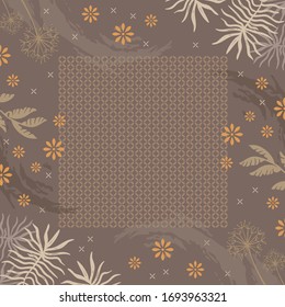 Abstract scarf pattern design with floral ornament. Hijab design