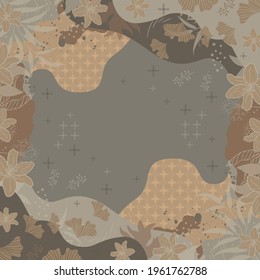 Abstract scarf pattern design with flower ornament. Hijab motif print