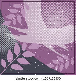 Abstract scarf pattern design for hijab fashion. Hijab scarf with splash brush ink and leaves for Printing Production.