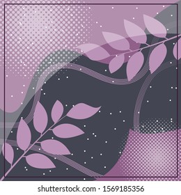 Abstract scarf pattern design for hijab fashion. Hijab scarf with splash brush ink and leaves for Printing Production.