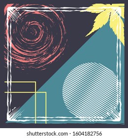 Abstract scarf pattern design for hijab and blanket. Hijab scarf with splash brush ink and leaves for Printing Production.