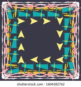 Abstract scarf pattern design for hijab and blanket. Hijab scarf with splash brush ink and leaves for Printing Production.